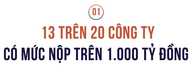 13 trên 20 công ty có mức nộp trên 1.000 tỷ đồng