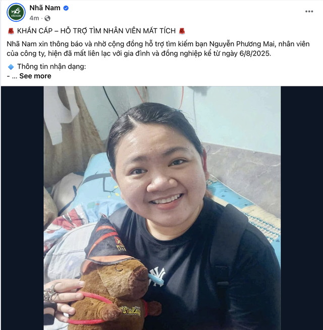 Nhã Nam thông báo khẩn, kêu gọi hỗ trợ tìm nữ nhân viên công ty mất tích từ ngày 6/8