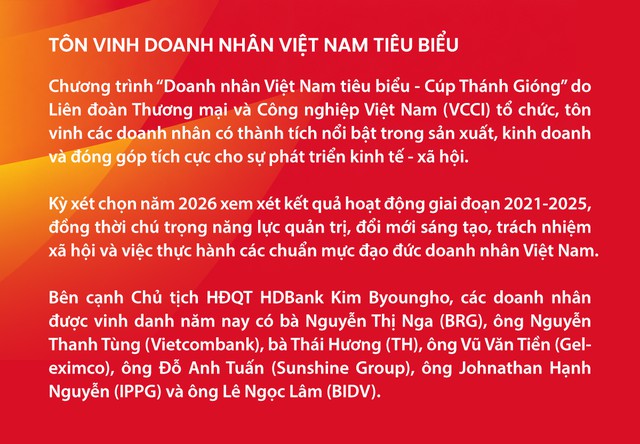Chủ tịch HDBank Kim Byoungho nhận cúp Thánh Gióng 2026, ghi dấu trong Top 10 Doanh nhân Việt Nam tiêu biểu - Ảnh 10.