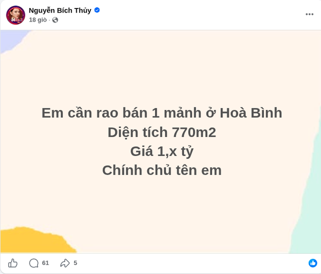 Nữ diễn viên SN 1999 từng đóng cặp với Việt Anh bất ngờ rao bán đất 770 m2 - Ảnh 1.
