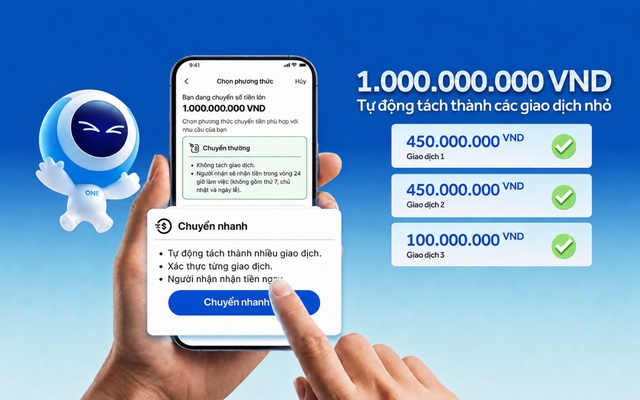ACB nâng cấp tính năng gợi ý tách lệnh cho giao dịch từ 500 triệu đồng trở lên trên ACB ONE