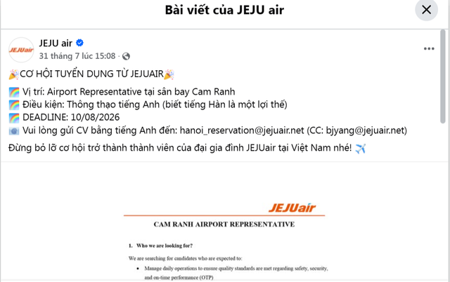 Hãng hàng không giá rẻ quốc tế thông báo tuyển dụng nhân sự làm việc ở ngay Việt Nam, vị trí hấp dẫn- Ảnh 1.
