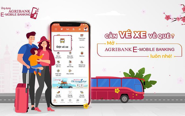 Đặt vé xe khách trực tuyến trên ứng dụng Agribank E-Mobile Banking