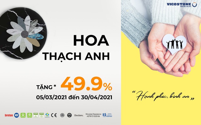 VICOSTONE ưu đãi lên tới 49,9% với “Hoa Thạch Anh” trong tháng 3