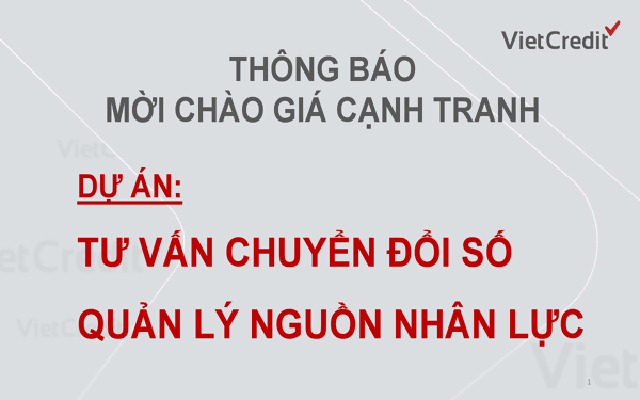 VietCredit thông báo mời chào giá cạnh tranh