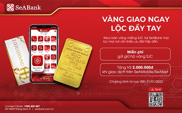 SeABank mở rộng cung cấp dịch vụ mua bán vàng SJC trực tuyến