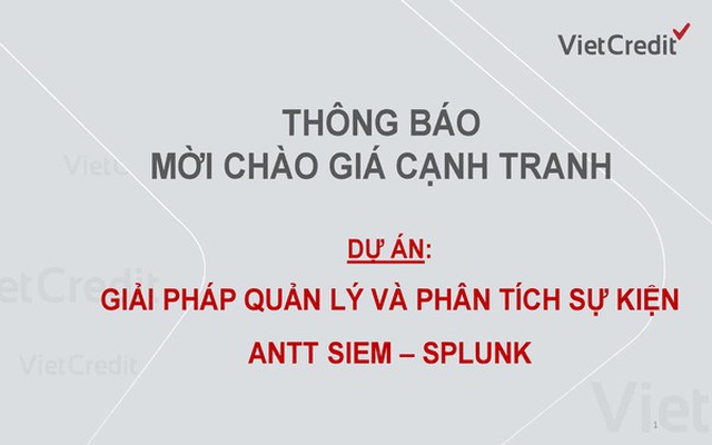 VietCredit thông báo mời chào giá cạnh tranh