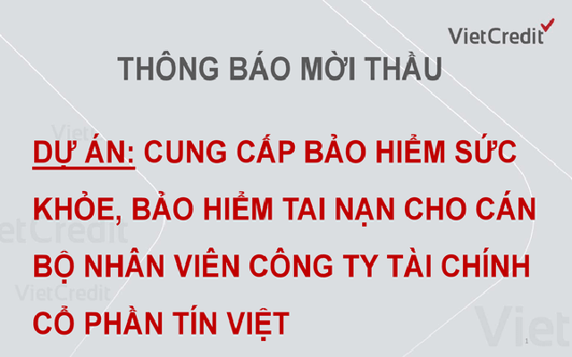 VietCredit thông báo mời thầu