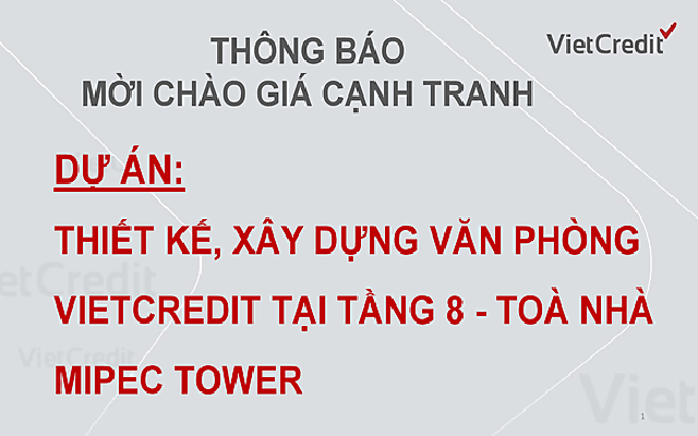 VietCredit thông báo mời chào giá cạnh tranh