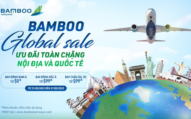 Bamboo Airways ưu đãi mở cửa bầu trời, bay quốc tế chỉ từ 5 USD