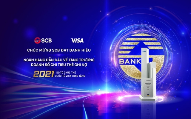 Visa Award 2021: SCB dẫn đầu về tăng trưởng doanh số chi tiêu thẻ ghi nợ Visa