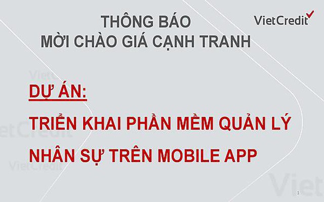 VietCredit thông báo mời chào giá cạnh tranh