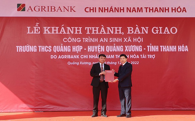 Agribank tài trợ 100% kinh phí xây dựng trường THCS Quảng Hợp, Thanh Hóa