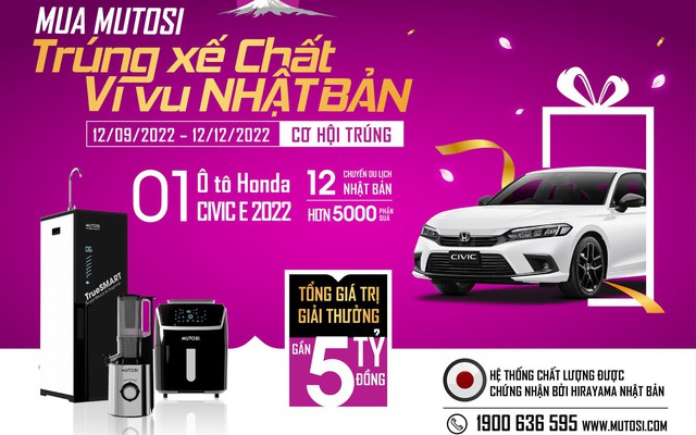 Rước lộc xuân, Mutosi trao thưởng ô tô Honda Civic E 2022 cho khách hàng