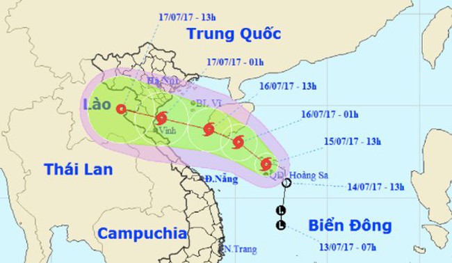 Bão số 2 giật cấp 10 hướng thẳng Nam Định - Nghệ An