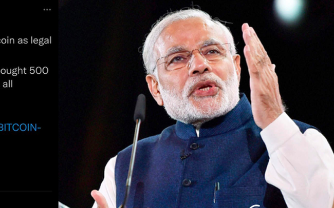 Thủ tướng Modi bị hack tài khoản Twitter, tuyên bố Ấn Độ đã chấp nhận và mua 500 Bitcoin