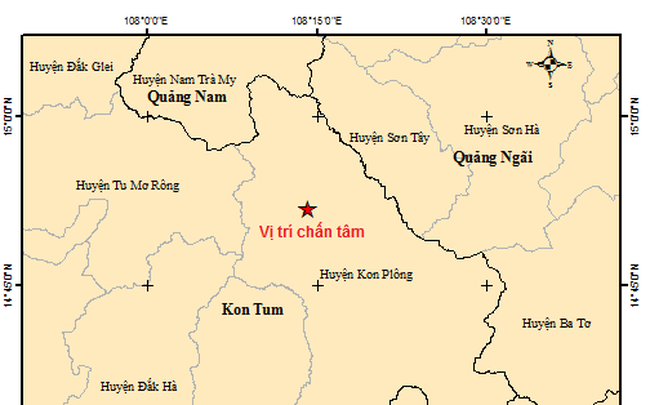 Kon Tum ghi nhận thêm 3 trận động đất trong hôm nay