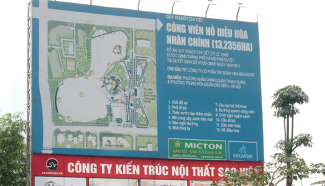 Hà Nội cho thuê đất kinh doanh tại lô đất công viên Hồ điều hòa Nhân Chính