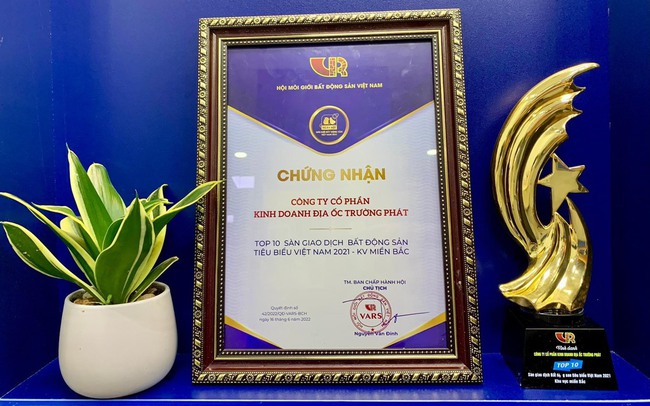 Trường Phát Land nhận giải Top 10 Sàn giao dịch BĐS tiêu biểu Việt Nam 2021 – KV miền Bắc