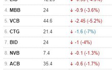 Cổ phiếu ngân hàng quay đầu lao dốc