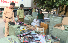 Bắt giữ xe ô tô container vận chuyển nhiều hàng hóa nhập lậu