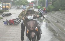 Trời Hà Nội đổ cơn giông cuối chiều, cây xanh bật gốc, xe máy đổ la liệt