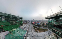 Cận cảnh nhịp cầu cạn cao nhất nội đô đang được thi công tại Hà Nội