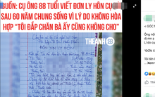 Đơn xin ly hôn của cụ ông 88 tuổi với bà vợ kết hôn gần 60 năm: Yêu cầu xử theo cách nhanh nhất, xem đến lý do mới bất ngờ!