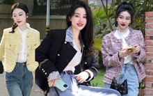 Áo vải tweed và quần jeans ống rộng: Cặp đôi cứ diện lên là sang chảnh như tiểu thư nhà giàu