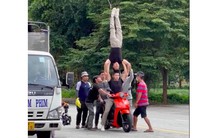 Sự thật clip nghệ sĩ Quốc Cơ, Quốc Nghiệp vừa chạy xe vừa làm xiếc chồng đầu