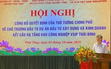 Xây dựng Khu công nghiệp VSIP Thái Bình với diện tích hơn 300ha, vốn đầu tư 212 triệu USD