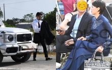 Mẹ Doãn Hải My xách túi gần trăm triệu, bố lái Mẹc G63 "hộ tống" con gái về Thái Bình tổ chức lễ cưới