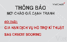 VietCredit thông báo mời chào giá cạnh tranh