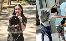 Muôn kiểu dùng túi hiệu lạ đời của nhà giàu: Người dùng để che mưa, người đem đi đựng bỉm sữa