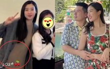 Đỗ Mỹ Linh lộ rõ sắc vóc mẹ bầu trong tiệc thân mật cùng gia đình chồng thiếu gia