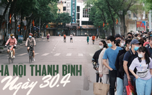 Chùm ảnh Hà Nội ngày 30/4: Phố phường thanh bình đến lạ, người dân xếp hàng dài chờ đợi trải nghiệm xe bus free