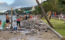Rác tràn vào bãi biển Vũng Tàu, người dân cùng du khách chung tay thu gom