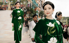 Nữ diễn viên đang hot của VTV lần đầu làm Vedette show thời trang, thần thái khoe sắc lụa Việt cùng dàn người đẹp