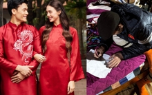 Vợ mẫu tây Bùi Tiến Dũng ăn tết nhà chồng, gọi bố chồng "là người dễ thương nhất"