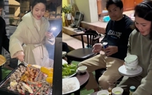 Quang Hải lái Mercedes đưa Chu Thanh Huyền về quê nướng hải sản, quây quần bên mâm cơm gia đình ngày cuối năm