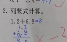 Con làm toán "1,2 + 6,8 = 8" bị cô giáo gạch sai, phụ huynh đi kiện nhưng xấu hổ khi nghe đáp án