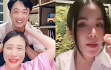 Cường Đô La bất thình lình hỏi Diệp Lâm Anh 1 câu trên livestream, Đàm Thu Trang bối rối lấy tay cản chồng