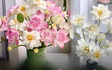 Cắm hoa sen nghệ thuật bằng cách vô cùng đơn giản, ai cũng làm được chỉ nhờ 1 món đồ giá vài nghìn đồng