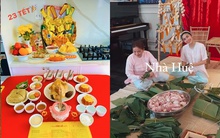 Đặng Thu Thảo - Tăng Thanh Hà rộn ràng ngày cận Tết: Làm dâu nhà tỷ phú vẫn tự tay chuẩn bị mâm cúng, gói bánh chưng trong biệt thự