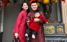 Chu Thanh Huyền xách túi hiệu trăm triệu cùng Quang Hải bế "lao động chính trong nhà" đi chúc tết