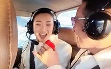 Hoa hậu Việt vỡ òa hạnh phúc, được bạn trai bí mật cầu hôn trên trực thăng