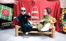 Cặp song sinh nhà Phương Oanh - shark Bình gây cười với loạt biểu cảm cực tinh nghịch