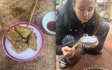 Cô vợ Tây phấn khích khi được ăn bánh chưng do chồng rán, sau đó tuyên bố 1 câu khiến ai cũng bật cười