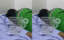 Clip 13 giây kể câu chuyện đau lòng nhất lúc này: Vợ bầu 3 tháng vẫn còn nguyên bộ đồ shipper nằm cạnh chồng ung thư