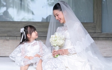 Ảnh váy cưới nét căng của cô dâu Salim, Pam như thiên thần nhỏ mặc đầm trắng bên mẹ